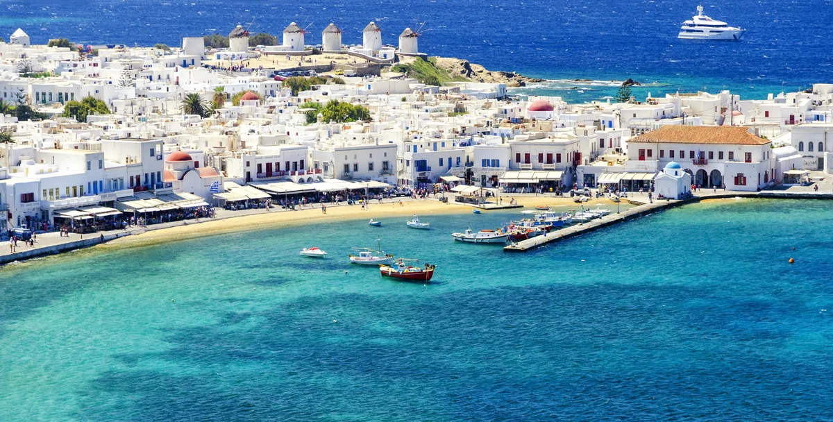 View of Mykonos — a great destination for hotels with sauna